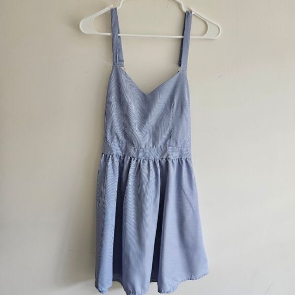 MelloDay Blue Striped Tie Back Dress - Picture 3 of 7